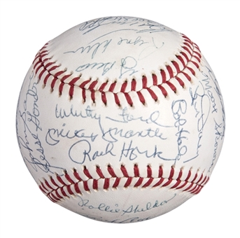 1961 New York Yankees Reunion Team Signed Baseball With 30 Signatures Including Mantle, Ford and Berra (PSA/DNA)